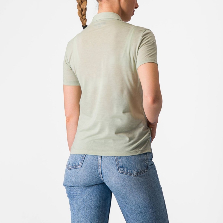 Casual Castelli MERINO W POLO Femme Vert | CYWVX-5142