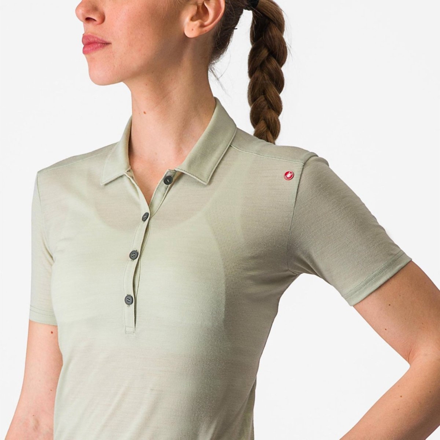 Casual Castelli MERINO W POLO Femme Vert | CYWVX-5142