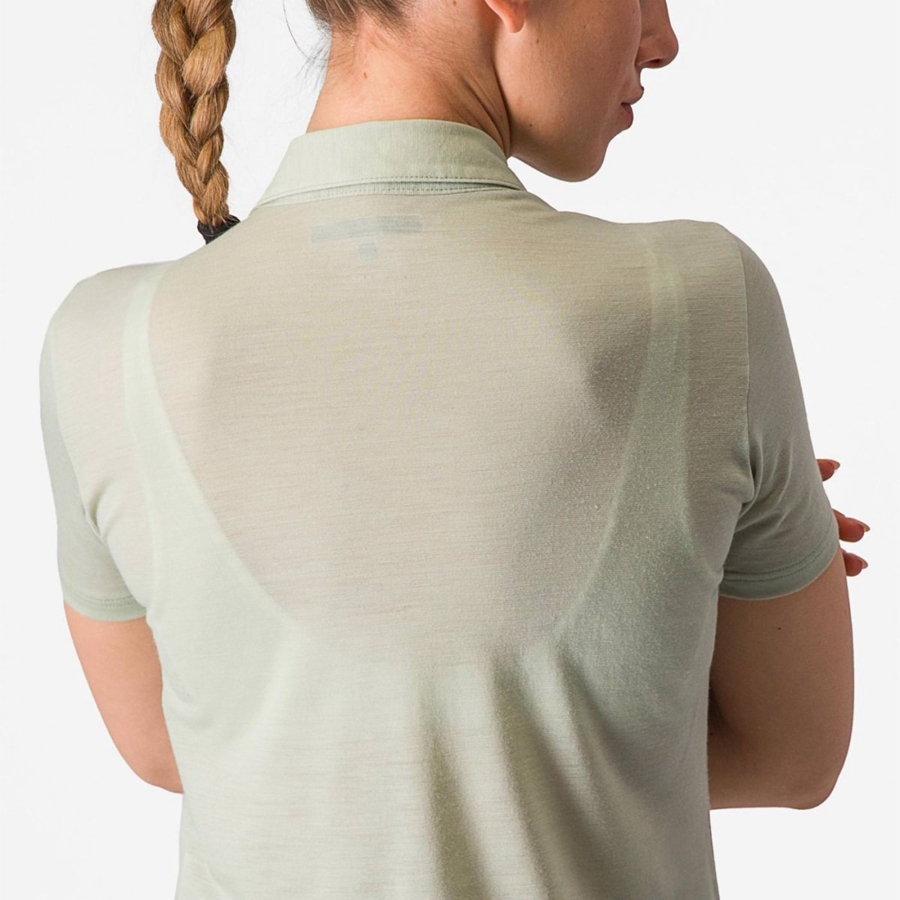 Casual Castelli MERINO W POLO Femme Vert | CYWVX-5142