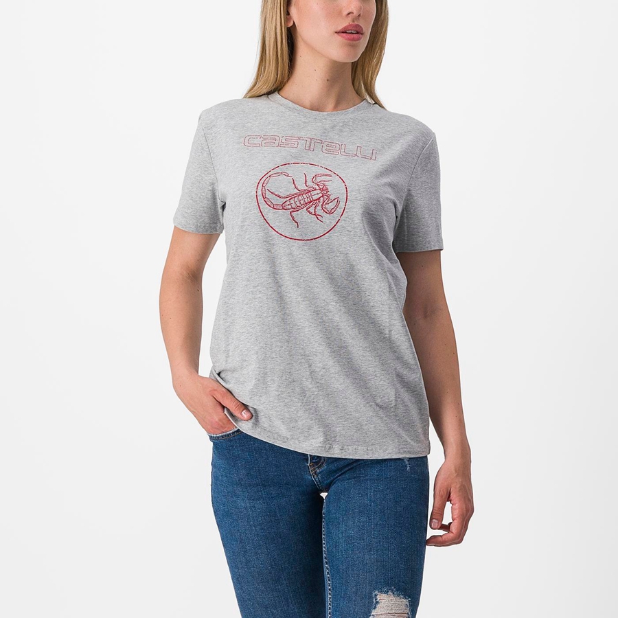 Casual Castelli PEDALARE TEE Femme Kaki Grise | UNVYE-1870