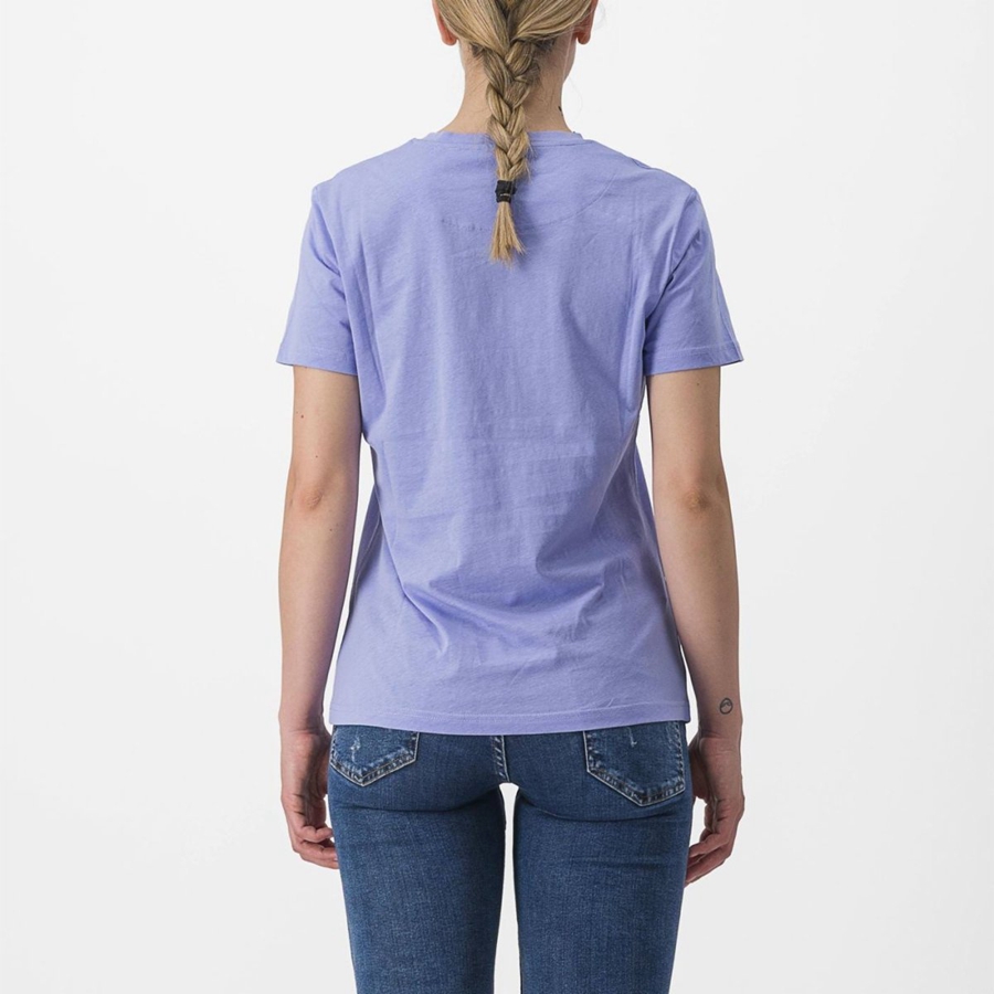Casual Castelli PEDALARE TEE Femme Violette Blanche | TWAFK-7235
