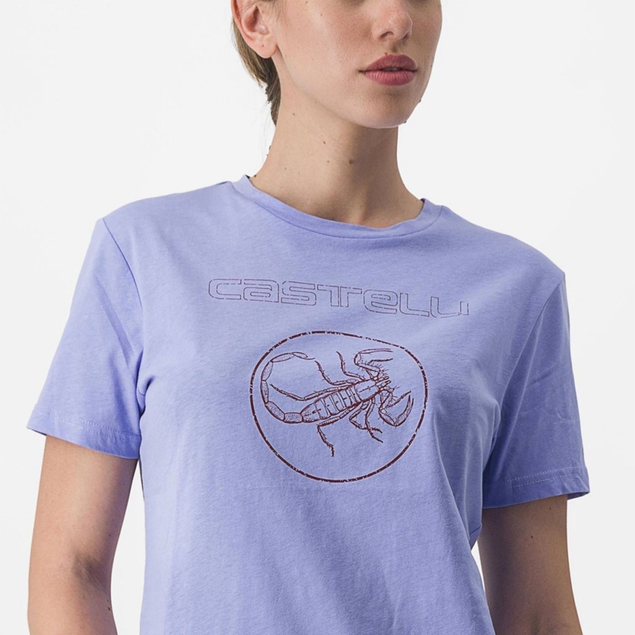 Casual Castelli PEDALARE TEE Femme Violette Blanche | TWAFK-7235