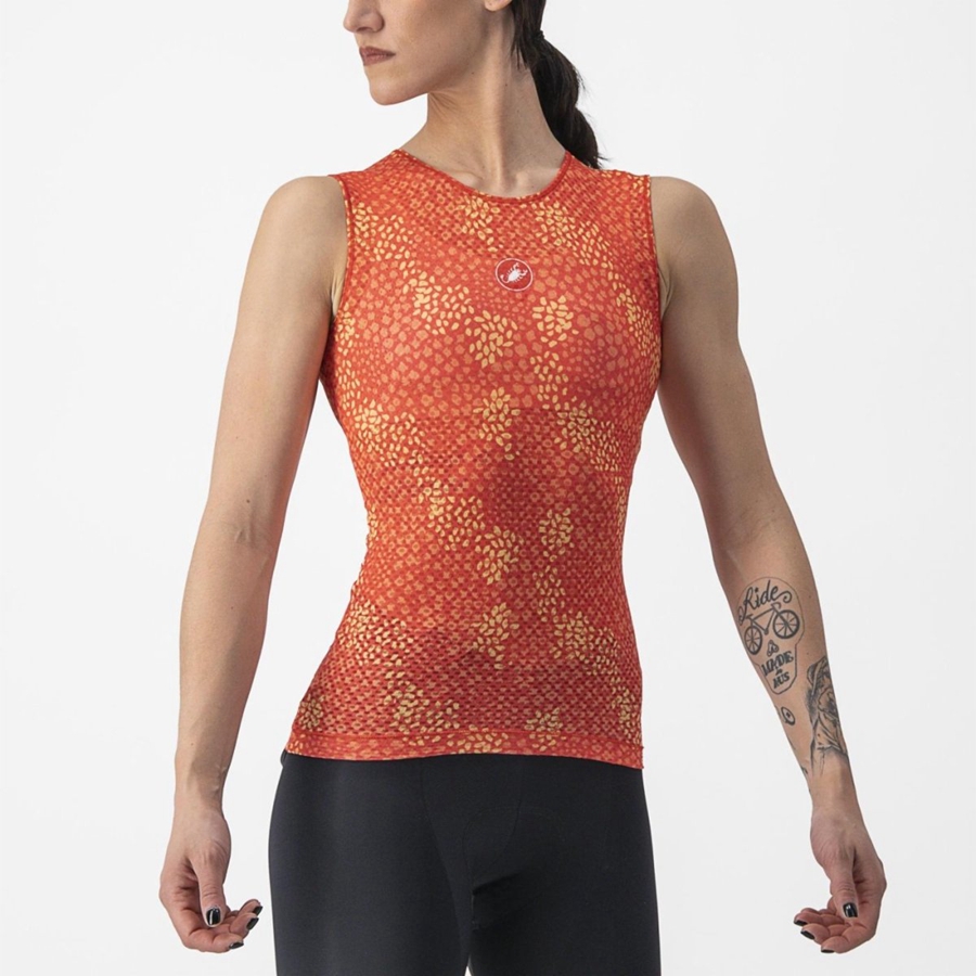 Couche De Base Castelli PRO MESH 4 W SLEEVELESS Femme Orange | QTPXL-1402