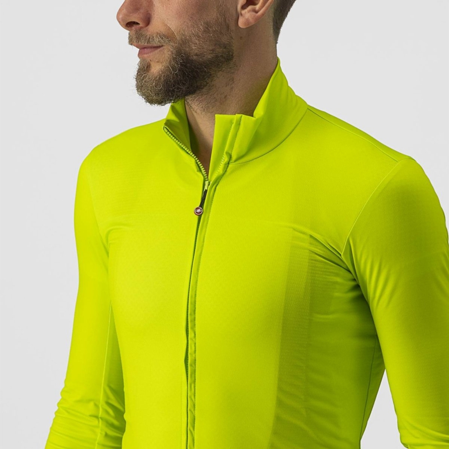 Maillot Castelli PRO THERMAL MID LS Homme Vert Clair | BELJU-8136