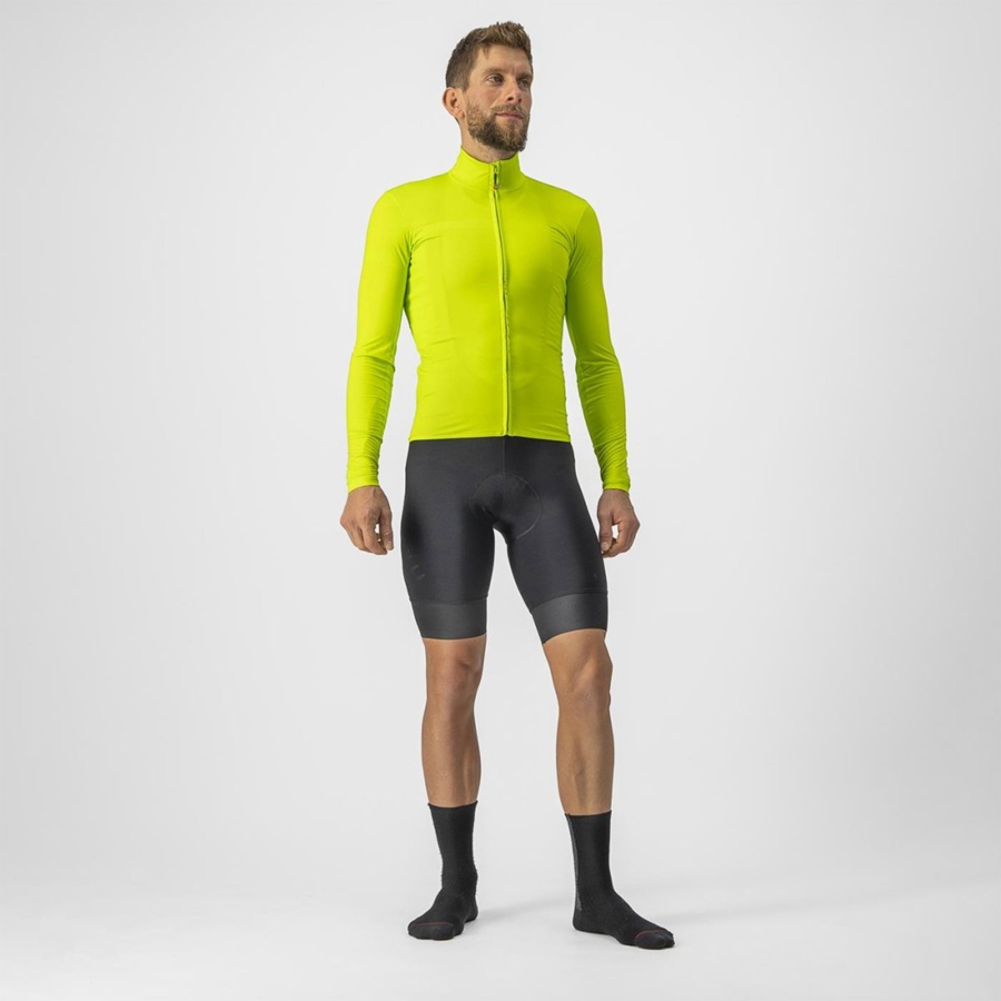 Maillot Castelli PRO THERMAL MID LS Homme Vert Clair | BELJU-8136