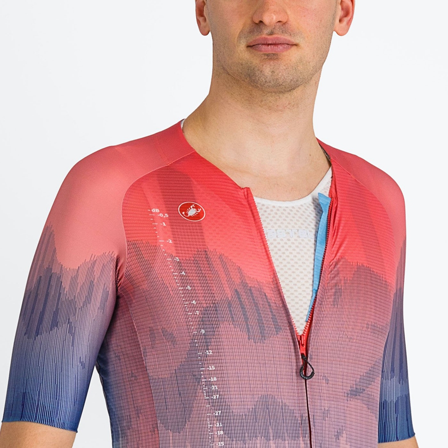 Maillot Castelli R-A/D Homme Multicolore Rose Bleu | SPZKW-3821