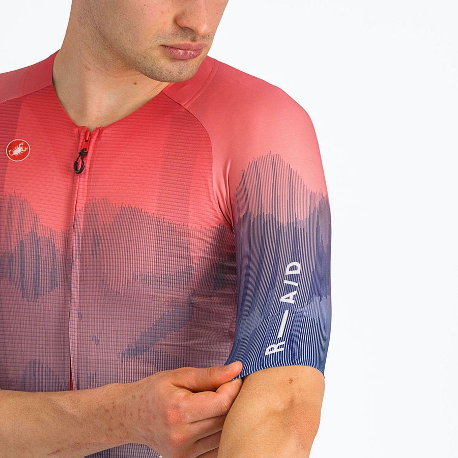 Maillot Castelli R-A/D Homme Multicolore Rose Bleu | SPZKW-3821