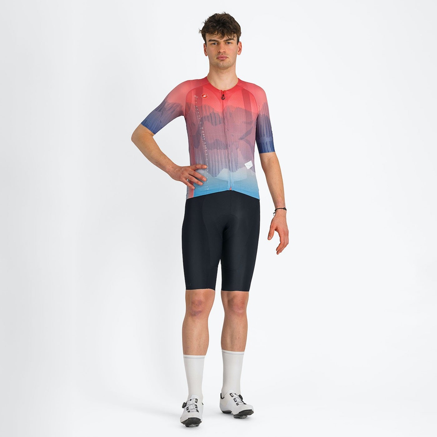 Maillot Castelli R-A/D Homme Multicolore Rose Bleu | SPZKW-3821