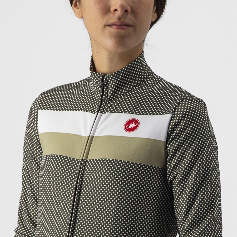 Maillot Castelli VOLARE LS Femme Vert Blanche Vert | TSCJR-6790