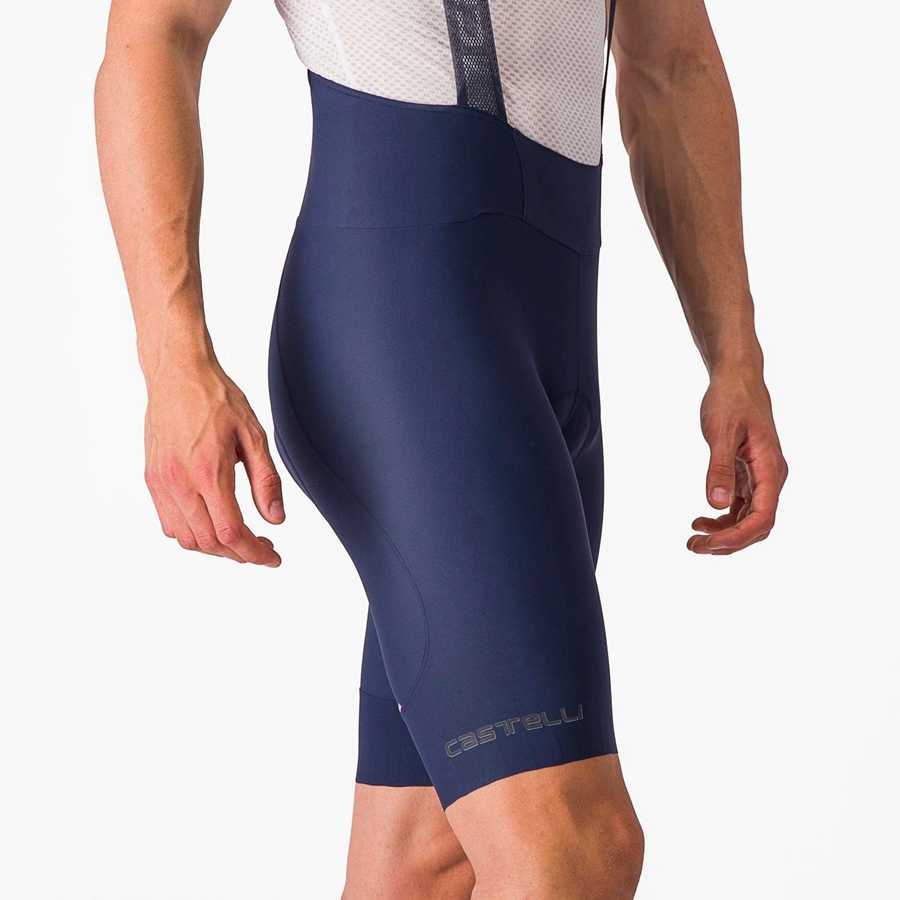 Short Avec Bavette Castelli ESPRESSO Homme Bleu | FHAUE-5107